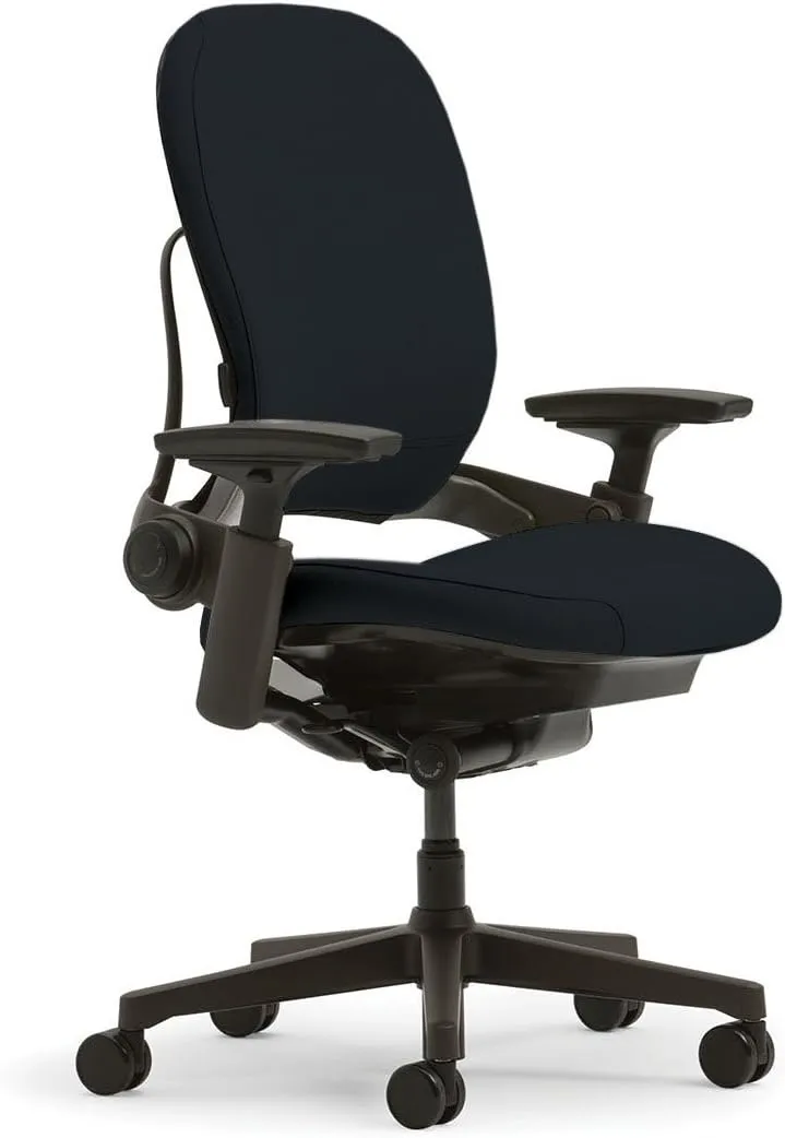 Steelcase Leap Office Chair - Seven Points of Adjustability - Ergonomic Back Support Chair - Lumbar Support - 4D Adjustable Arms - Black Frame - Buzz2 Black Fabric