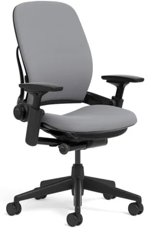 Steelcase Leap Task Chair: Black Base - 4D Adjustable Arms - No Headrest - 7" Cylinder Seat Height