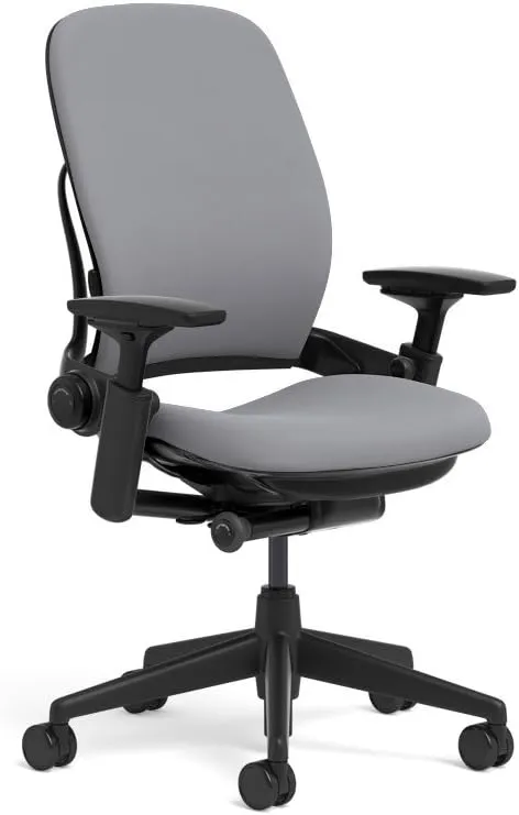 Steelcase Leap Task Chair: Black Base - 4D Adjustable Arms - No Headrest - 7" Cylinder Seat Height