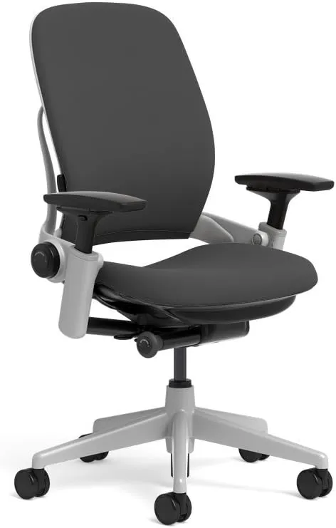 Steelcase Leap Task Chair: Platinum Base - 4D Adjustable Arms - No Headrest - Hard Floor Casters