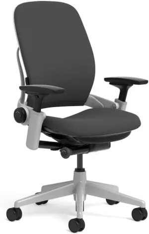 Steelcase Leap Task Chair: Platinum Base - 4D Adjustable Arms - No Headrest - Hard Floor Casters
