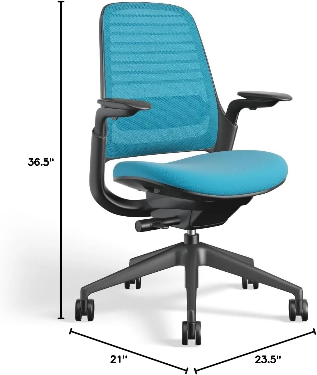 Steelcase Series 1 Office Chair - Ergonomic Work Chair with Wheels for Carpet - Helps Support Productivity - Weight-Activated Controls, Back Supports & Arm Support - Easy Assembly - Blue Jay