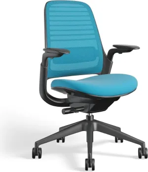 Steelcase Series 1 Office Chair - Ergonomic Work Chair with Wheels for Carpet - Helps Support Productivity - Weight-Activated Controls, Back Supports & Arm Support - Easy Assembly - Blue Jay