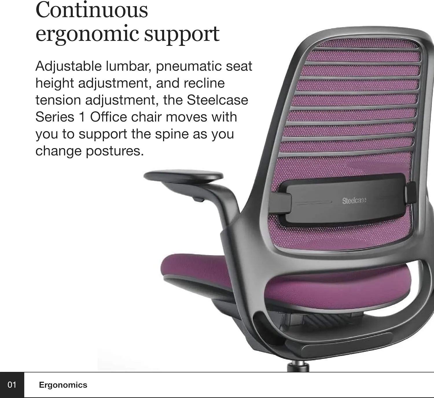 Steelcase Series 1 Office Chair - Ergonomic Work Chair with Wheels for Carpet - Helps Support Productivity - Weight-Activated Controls, Back Supports & Arm Support - Easy Assembly - Concord