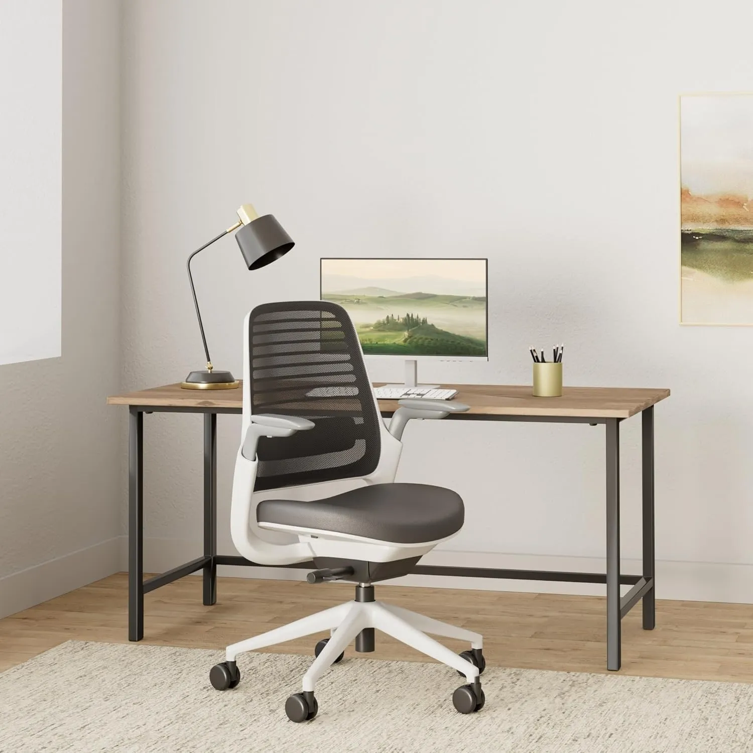 Steelcase Series 1 Office Chair - Ergonomic Work Chair with Wheels for Carpet - Helps Support Productivity - Weight-Activated Controls, Back Supports & Arm Support - Easy Assembly - Graphite, Light