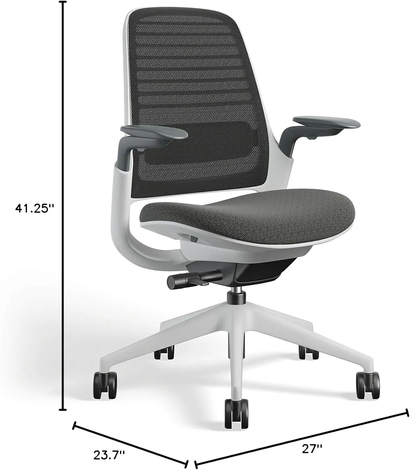 Steelcase Series 1 Office Chair - Ergonomic Work Chair with Wheels for Carpet - Helps Support Productivity - Weight-Activated Controls, Back Supports & Arm Support - Easy Assembly - Graphite, Light