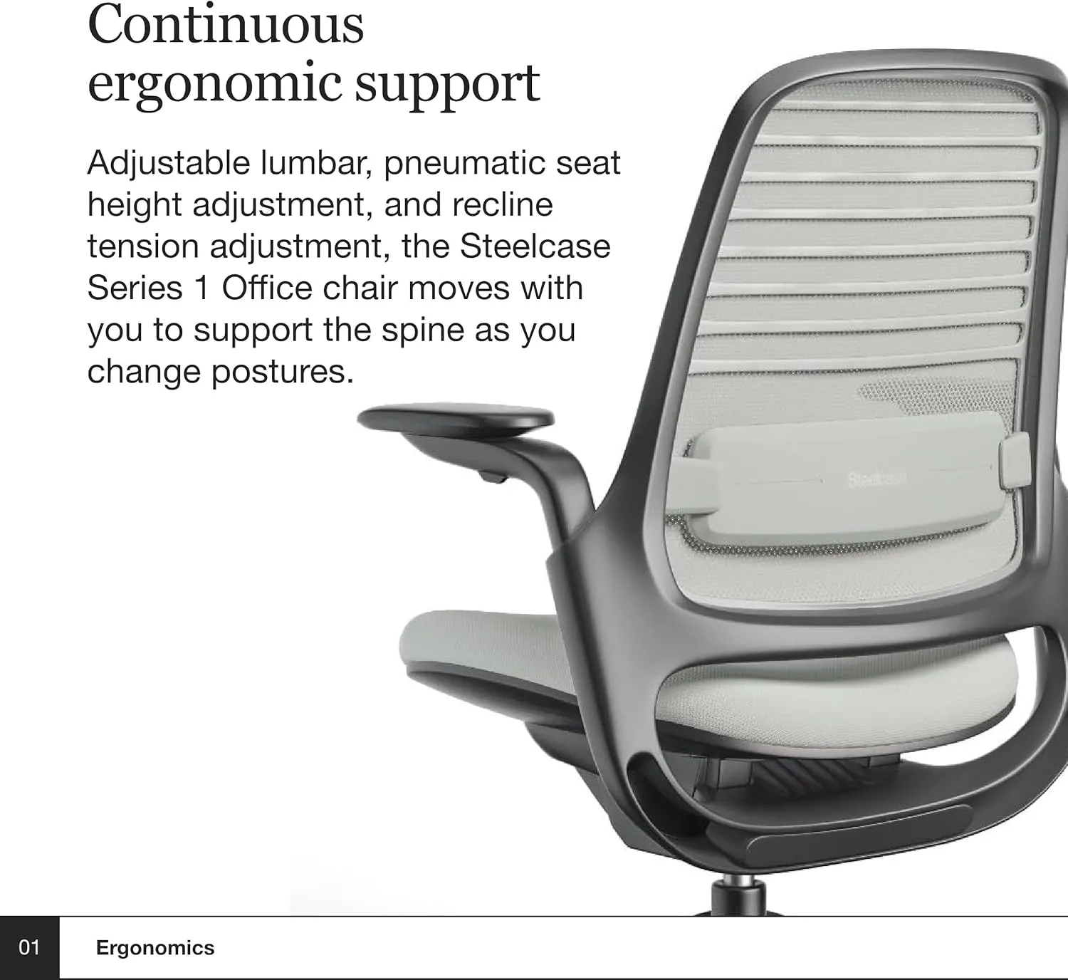 Steelcase Series 1 Office Chair - Ergonomic Work Chair with Wheels for Carpet - Helps Support Productivity - Weight-Activated Controls, Back Supports & Arm Support - Easy Assembly - Nickel