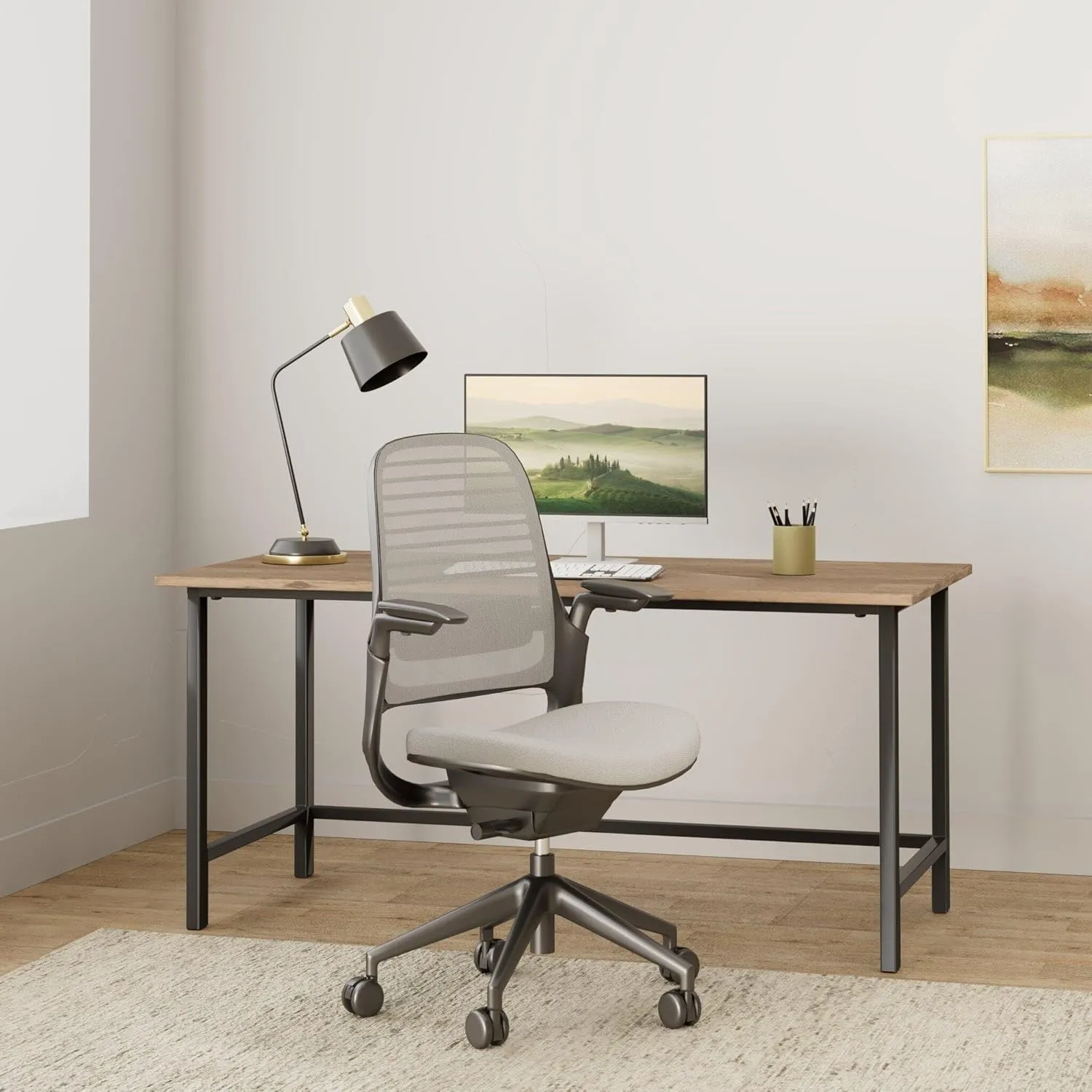 Steelcase Series 1 Office Chair - Ergonomic Work Chair with Wheels for Carpet - Helps Support Productivity - Weight-Activated Controls, Back Supports & Arm Support - Easy Assembly - Nickel