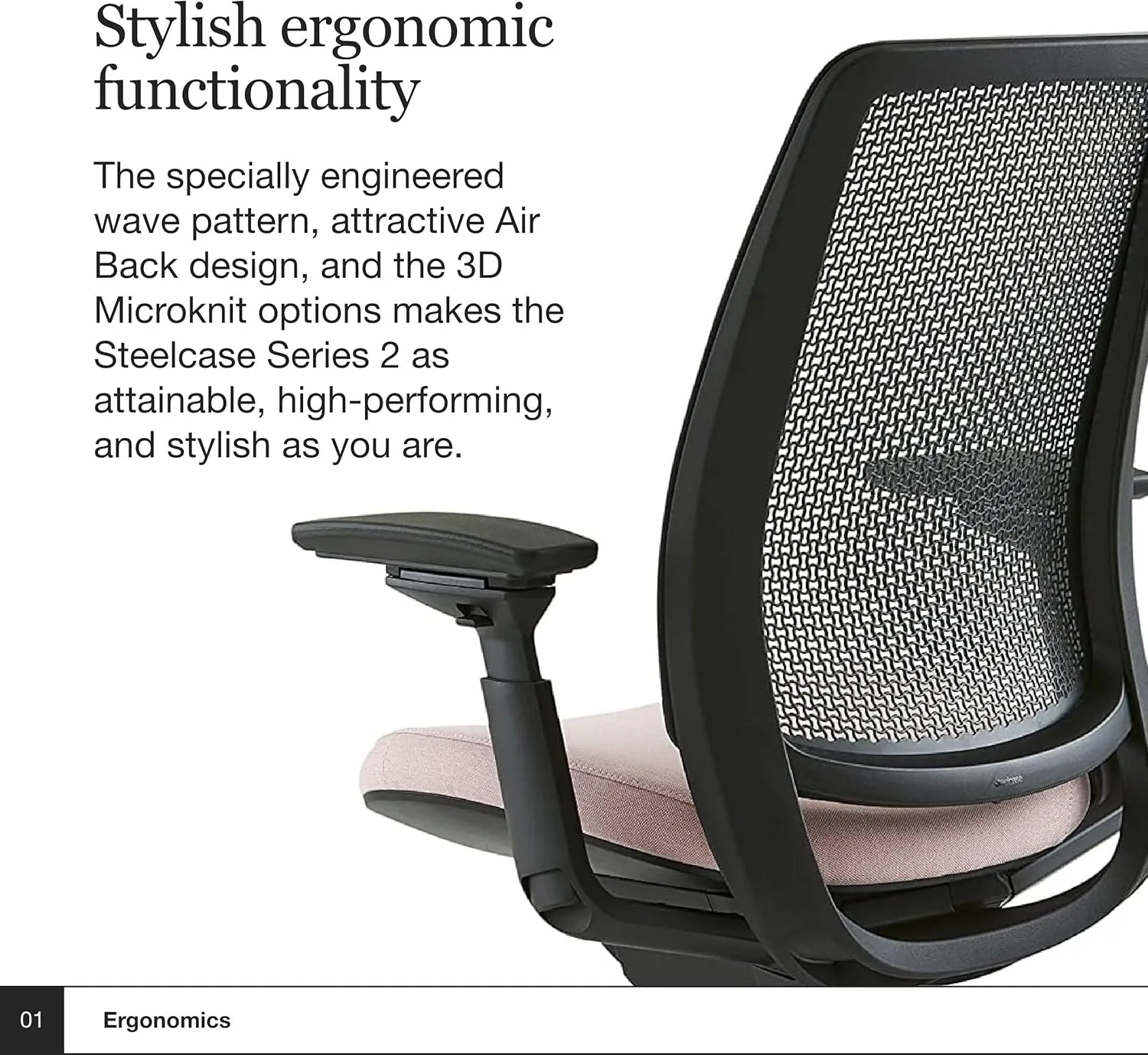 Steelcase Series 2 Office Chair - Ergonomic Work Chair with Wheels for Carpet - with Back Support, Weight-Activated Adjustment & Arm Support - Adjustable Rolling Chairs for Desk - Pink Lemonade