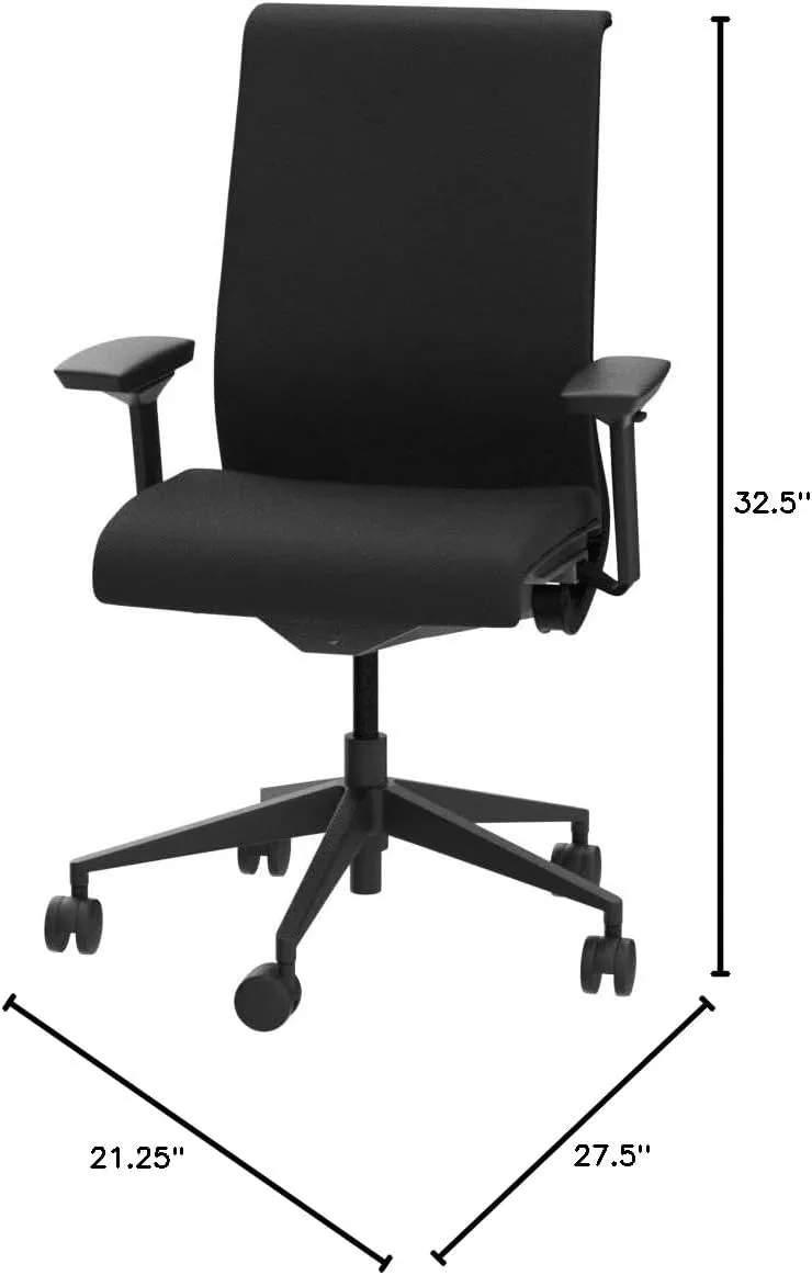 Steelcase Think Chair - Sophisticated, Multi-User Chair - Five Points of Adjustability - Ergonomic Office Chair - Spine Comfort - Lumbar Support - Adjustable Arms - Black