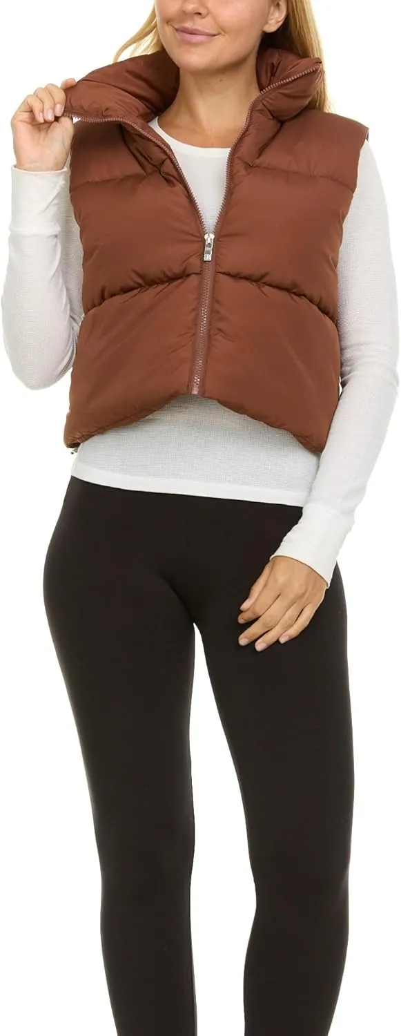 Steve Madden Cropped Puffer Vest for Women - Sleeveless Women’s Outerwear Vests