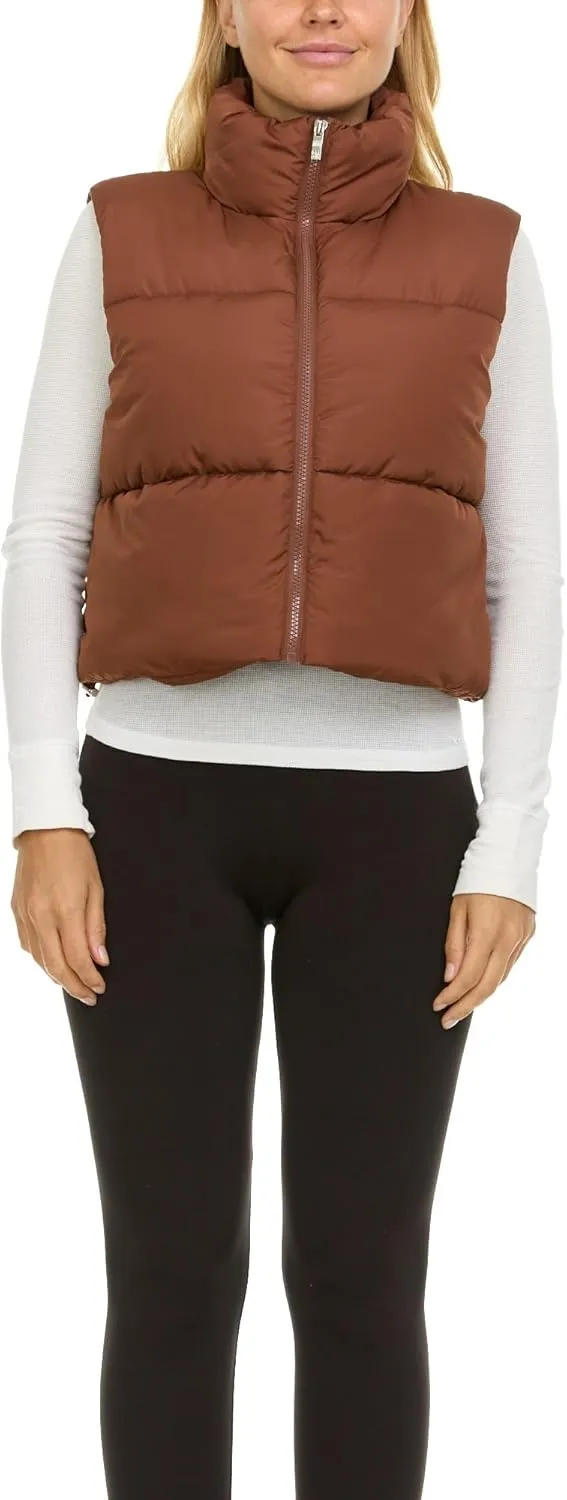 Steve Madden Cropped Puffer Vest for Women - Sleeveless Women’s Outerwear Vests