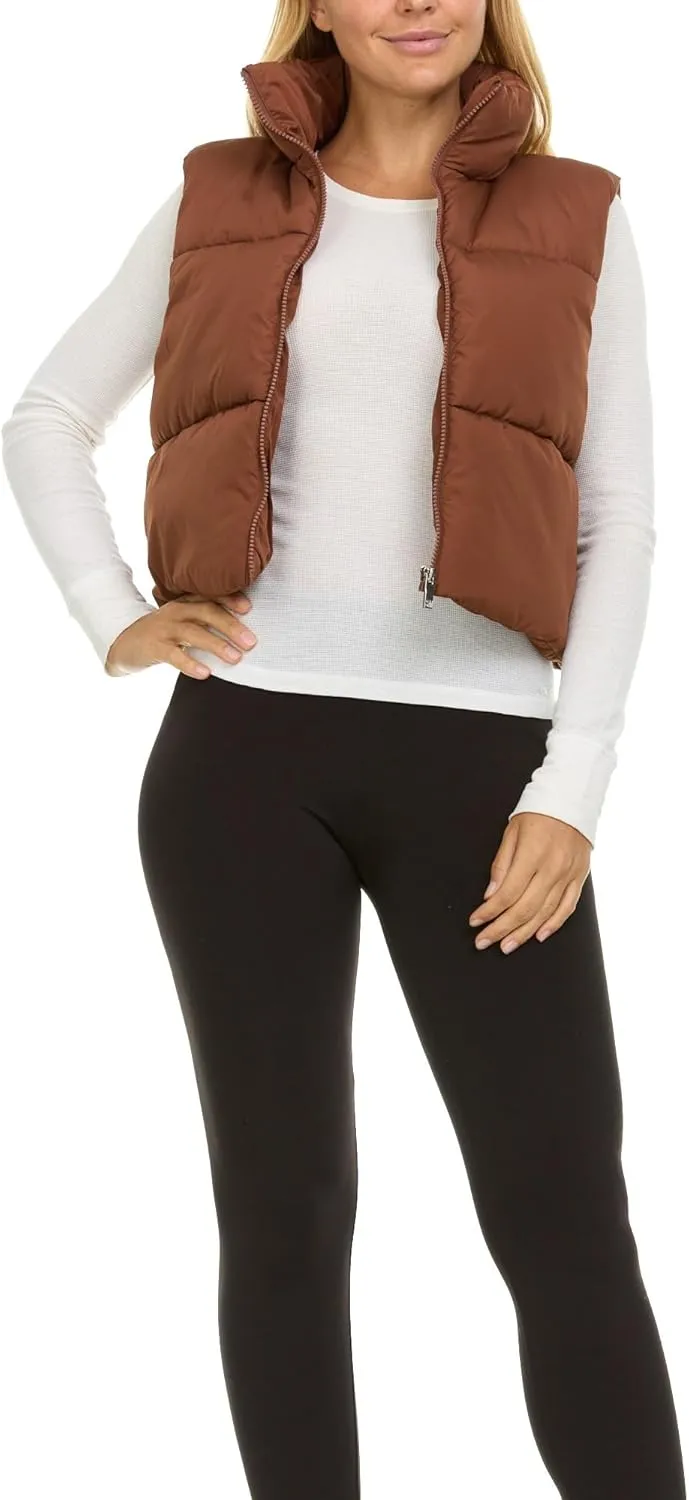 Steve Madden Cropped Puffer Vest for Women - Sleeveless Women’s Outerwear Vests