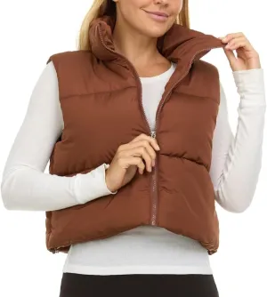 Steve Madden Cropped Puffer Vest for Women - Sleeveless Women’s Outerwear Vests