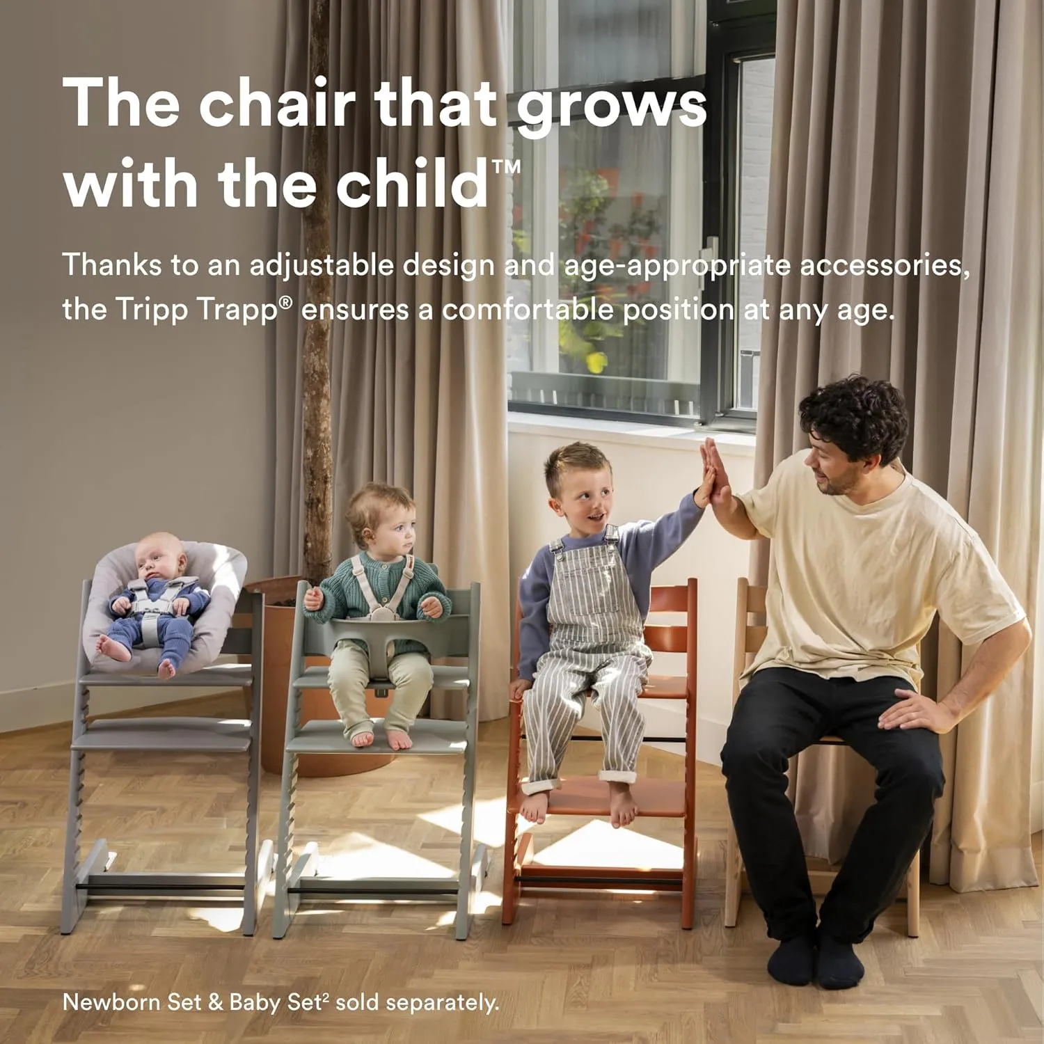 Stokke Tripp Trapp Chair, Oak Natural - Adjustable, Convertible Chair for Toddlers, Children & Adults - Comfortable & Ergonomic - Made with Oak Wood