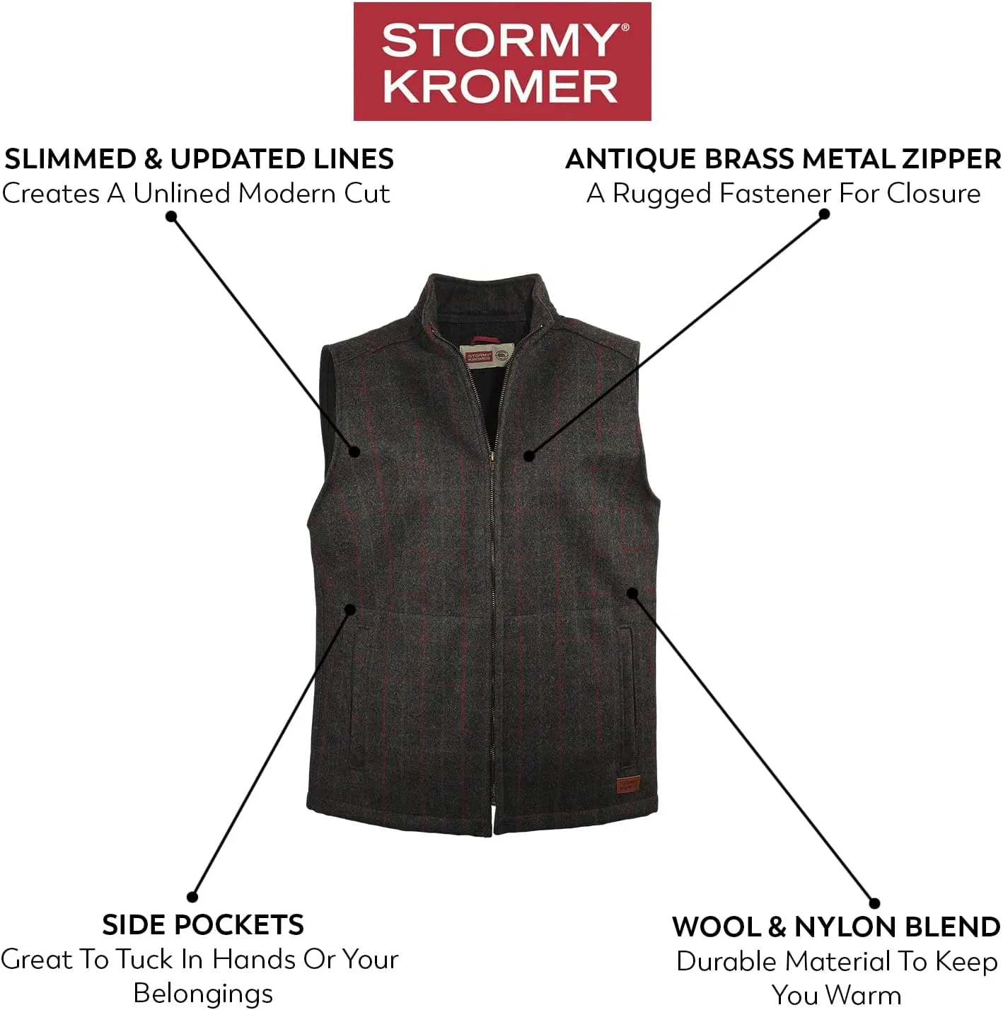 Stormy Kromer The Ironwood Vest - Men’s Winter Zip Vest, Cold Weather Outerwear