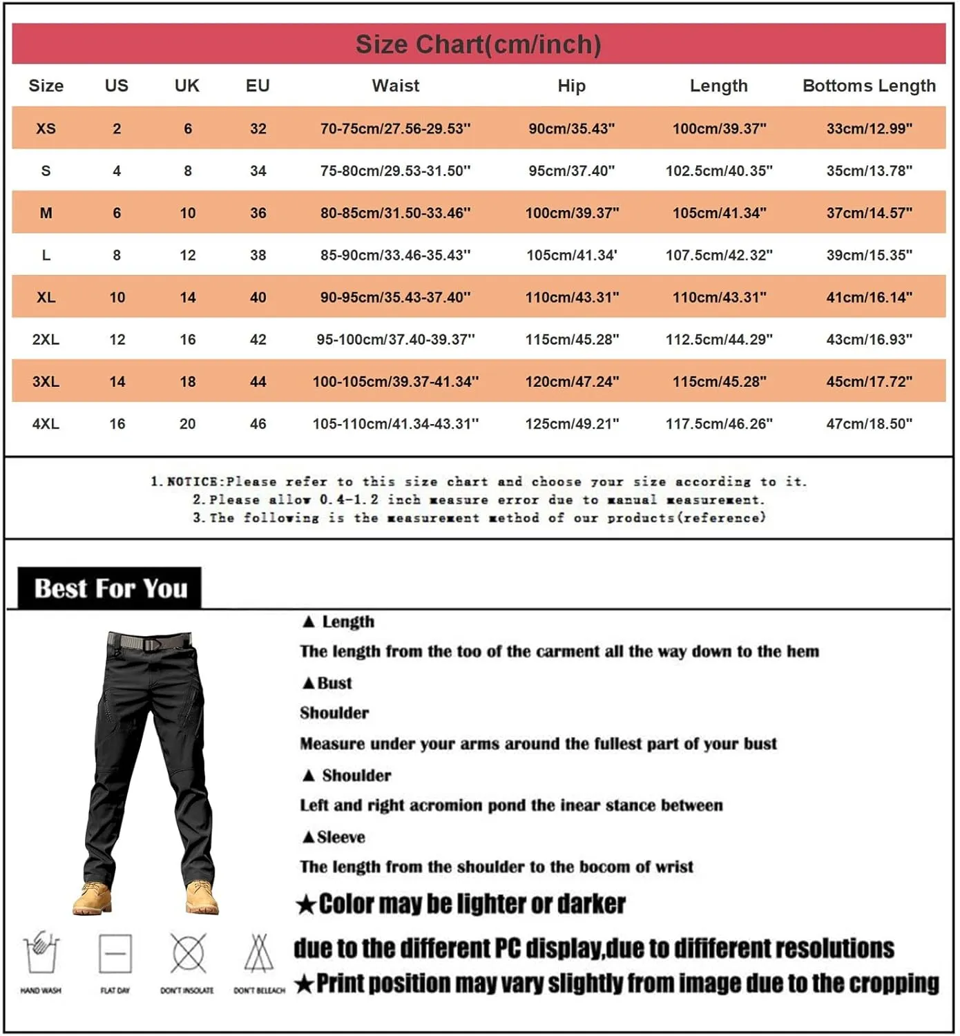 Stretch Tactical Pants for Men Water Resistant Ripstop Cargo Pants Outdoor Lightweight Work