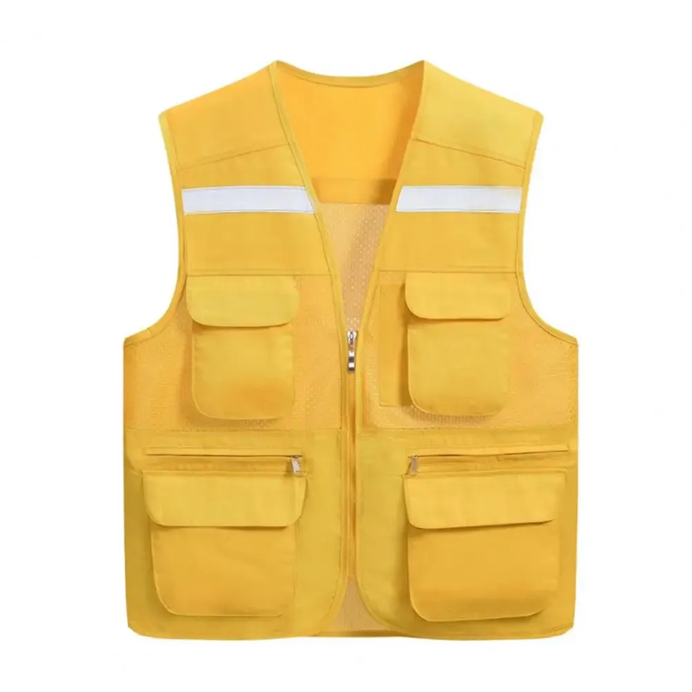 Stylish Vest Coat Breathable Cargo Vest Mesh Stitching Reflective Night Safety Waistcoat  Safe
