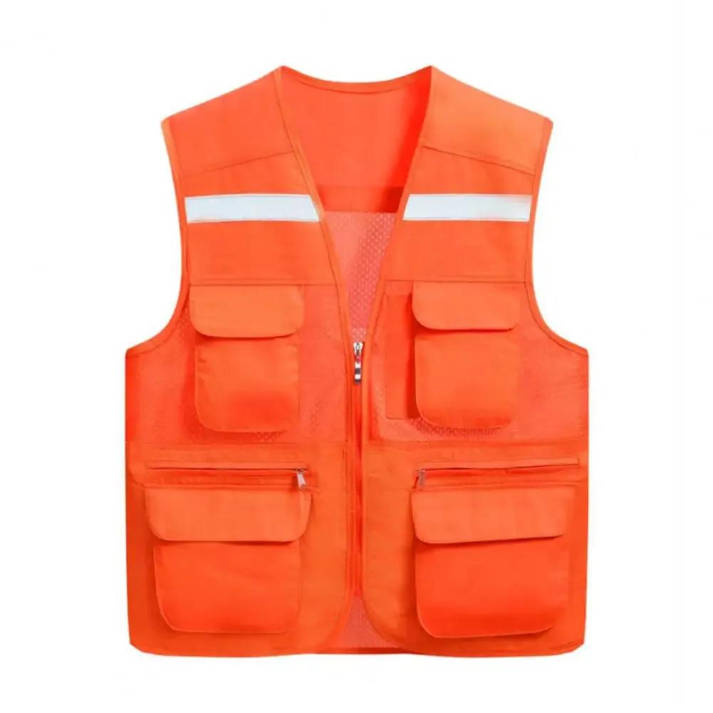 Stylish Vest Coat Breathable Cargo Vest Mesh Stitching Reflective Night Safety Waistcoat  Safe