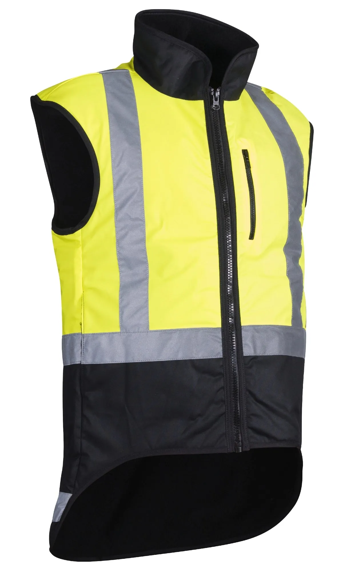 Styx Mill Oilskin Hi Vis Taped Fur Lined Vest - Yellow/Brown