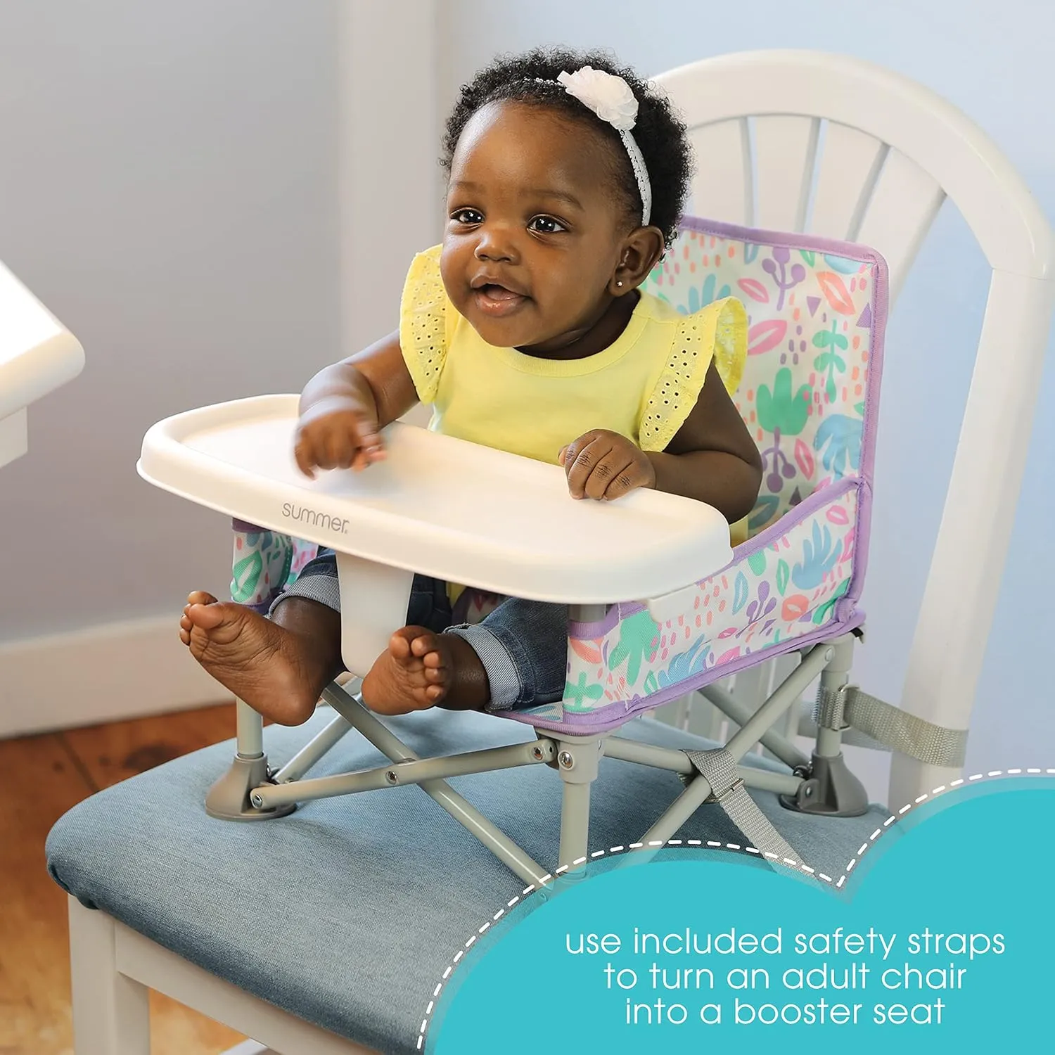 Summer by Bright Starts Pop ‘N Sit Portable Booster Booster Chair, Floor Seat, Indoor/Outdoor Use, Compact Fold, Joyful Geo, 6 Mos - 3 Yrs