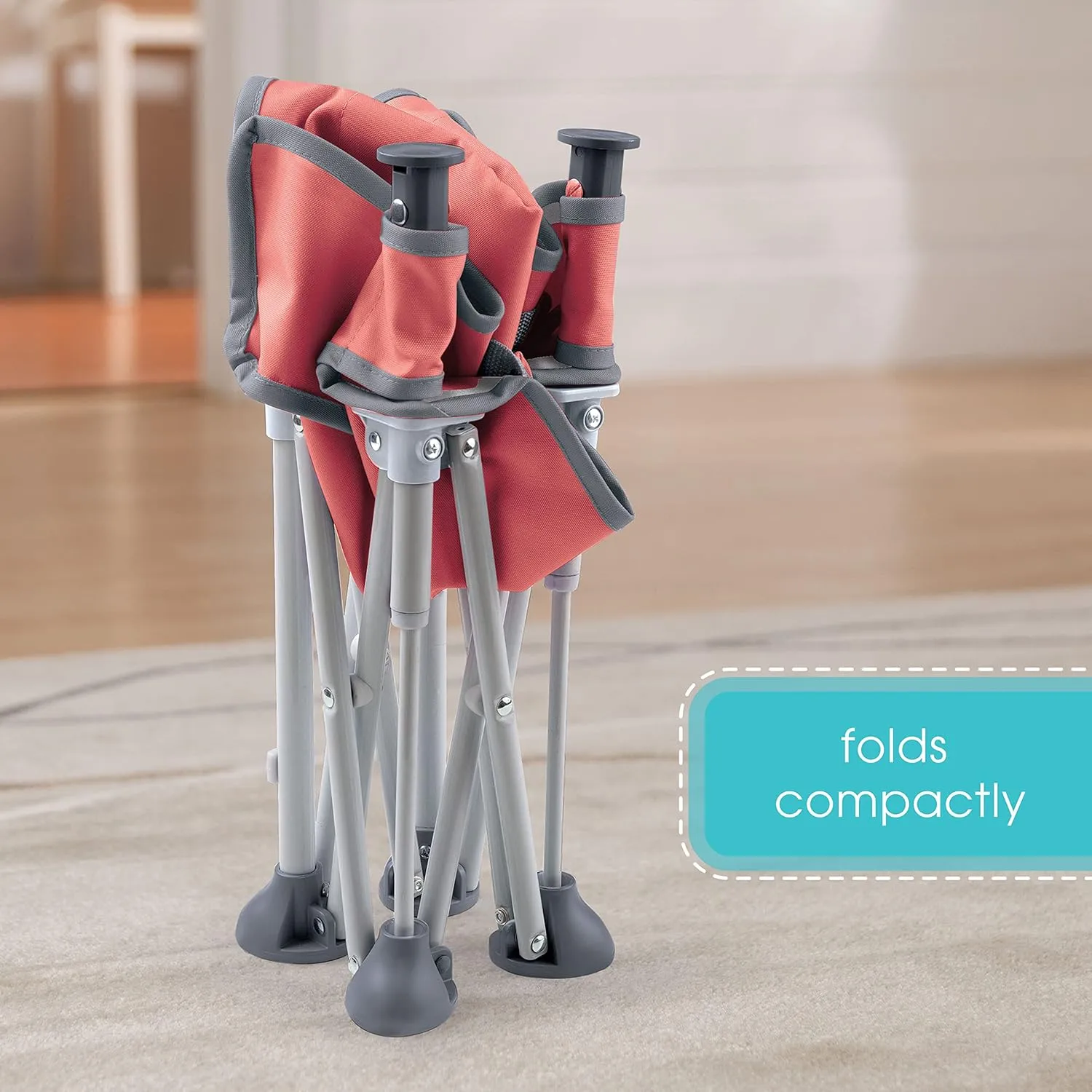 Summer by Bright Starts Pop 'N Sit Portable Booster Chair, Floor Seat, Indoor/Outdoor Use, Compact Fold, Coral, 6 Mos - 3 Yrs