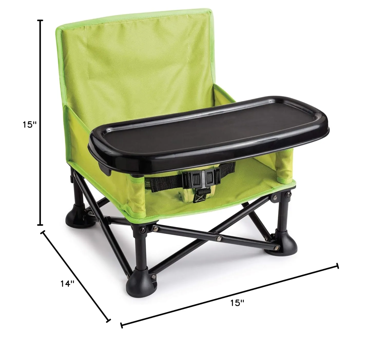 Summer by Bright Starts Pop 'N Sit Portable Booster Chair, Floor Seat, Indoor/Outdoor Use, Compact Fold, Green, 6 Mos - 3 Yrs