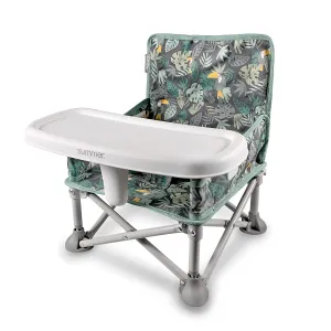 Summer by Bright Starts Pop 'N Sit Portable Booster Chair, Floor Seat, Indoor/Outdoor Use, Compact Fold, Jungle Botanical, 6 Mos - 3 Yrs