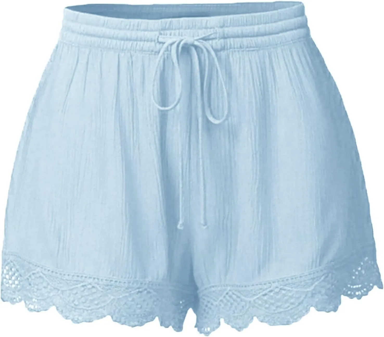 Summer Casual Shorts for Women Lace Trim Comfy Pajama Bottoms Elastic Waist Drawstring Loose Yoga Lounge Short Pants
