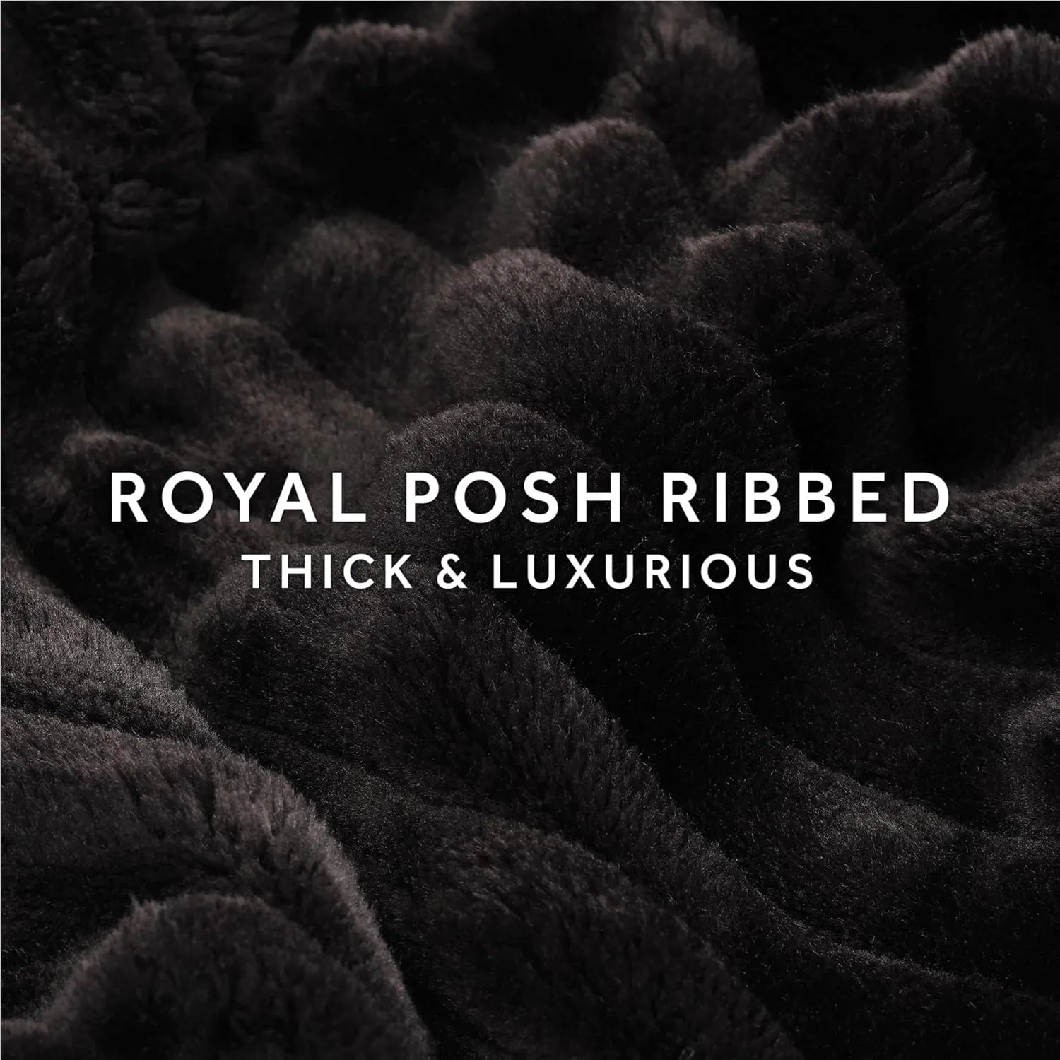 Sunbeam Royal Posh Ribbed Ebony Heated Personal Throw / Blanket, Cozy-Warm, Adjustable Heat Settings