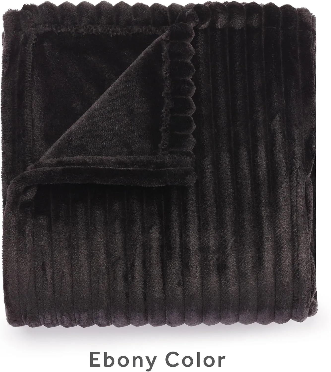 Sunbeam Royal Posh Ribbed Ebony Heated Personal Throw / Blanket, Cozy-Warm, Adjustable Heat Settings
