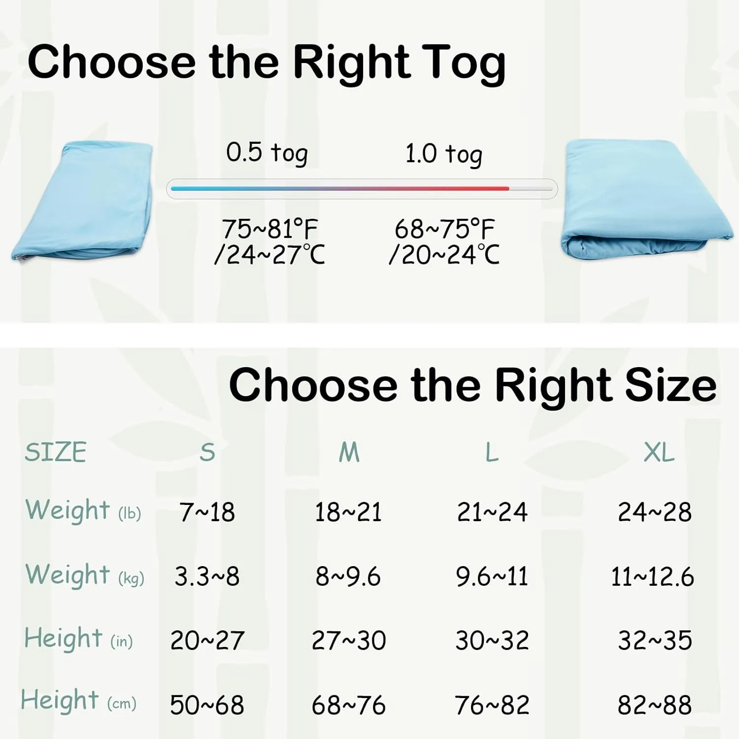Supersoft Rayon Made from Bamboo Sleep Sack 12-18 Months 0.5 Tog Lightweight Toddler Sleep Sack Baby Wearable Blanket with 2-Way Zipper Summer Unisex Sleeping Bag for Babies (2 Pack) Green & Blue