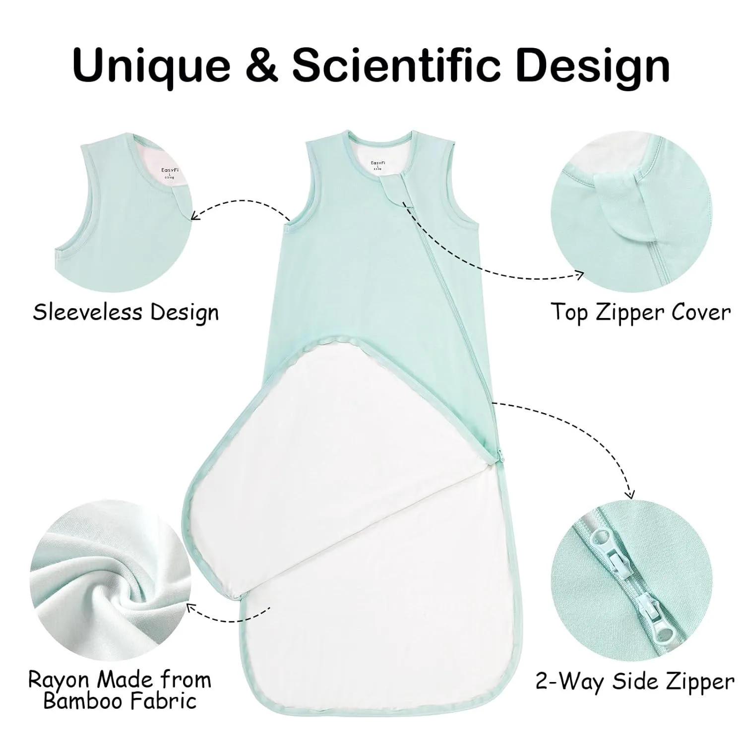 Supersoft Rayon Made from Bamboo Sleep Sack 18-24 Months 0.5 Tog Lightweight Toddler Sleep Sack 2t Baby Wearable Blanket with 2-Way Zipper Summer Unisex Sleeping Bag for Babies (2 Pack) Green & Gray