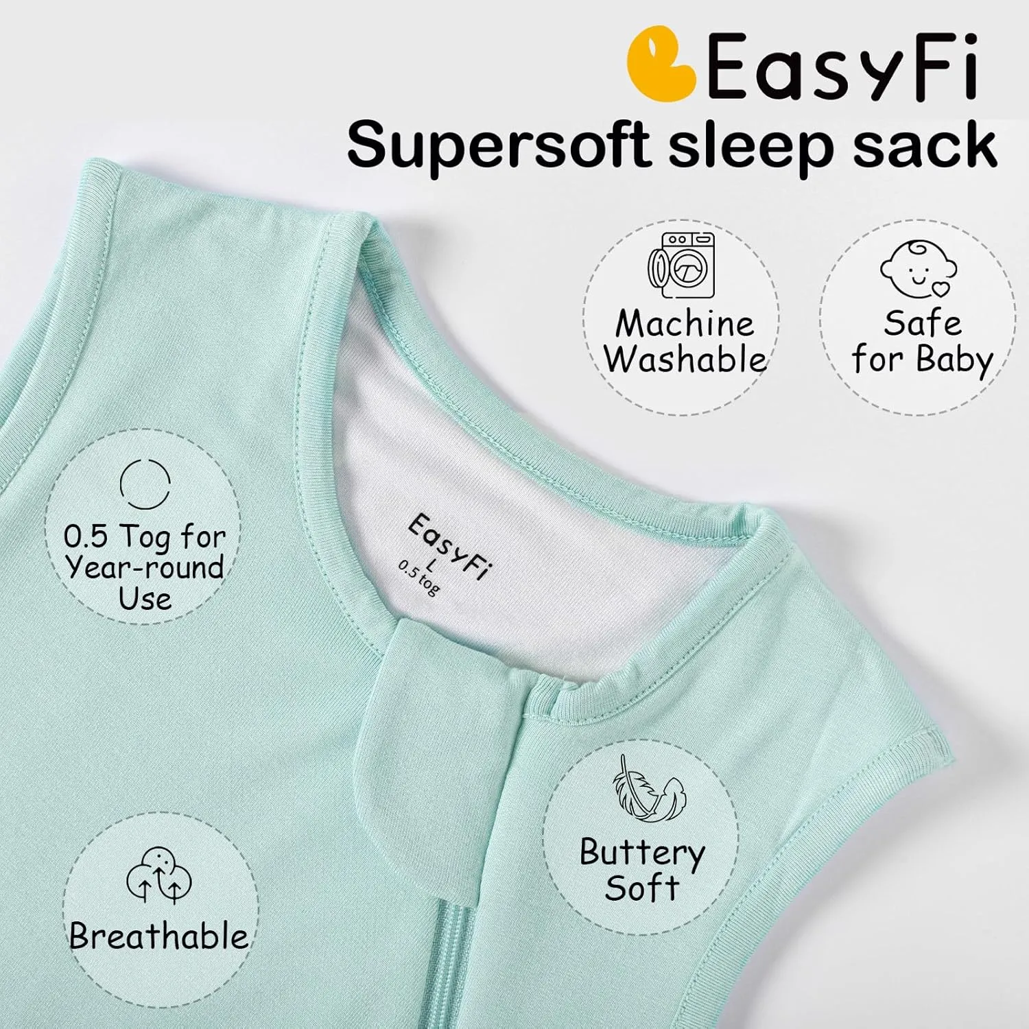 Supersoft Rayon Made from Bamboo Sleep Sack 18-24 Months 0.5 Tog Lightweight Toddler Sleep Sack 2t Baby Wearable Blanket with 2-Way Zipper Summer Unisex Sleeping Bag for Babies - Green