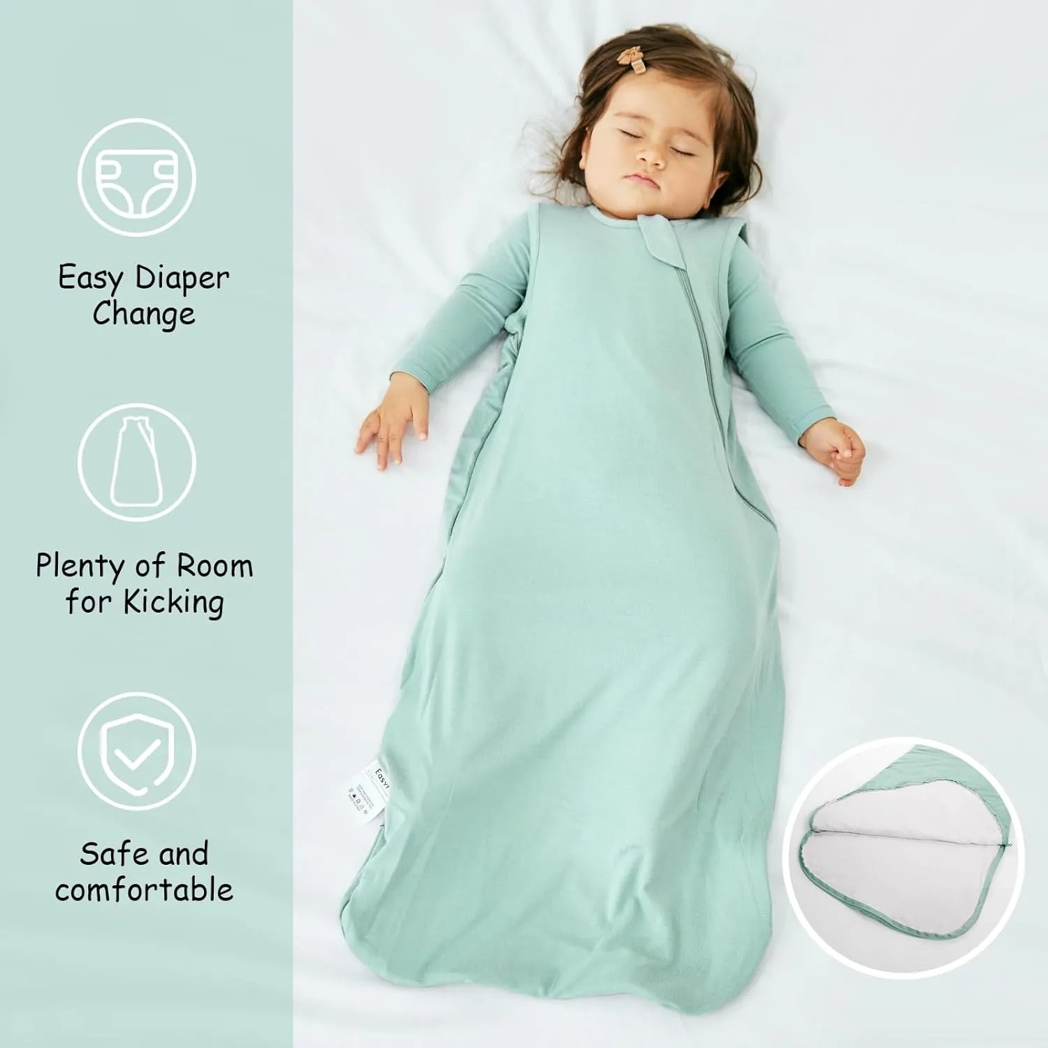Supersoft Rayon Made from Bamboo Sleep Sack 18-24 Months 0.5 Tog Lightweight Toddler Sleep Sack 2t Baby Wearable Blanket with 2-Way Zipper Summer Unisex Sleeping Bag for Babies - Green