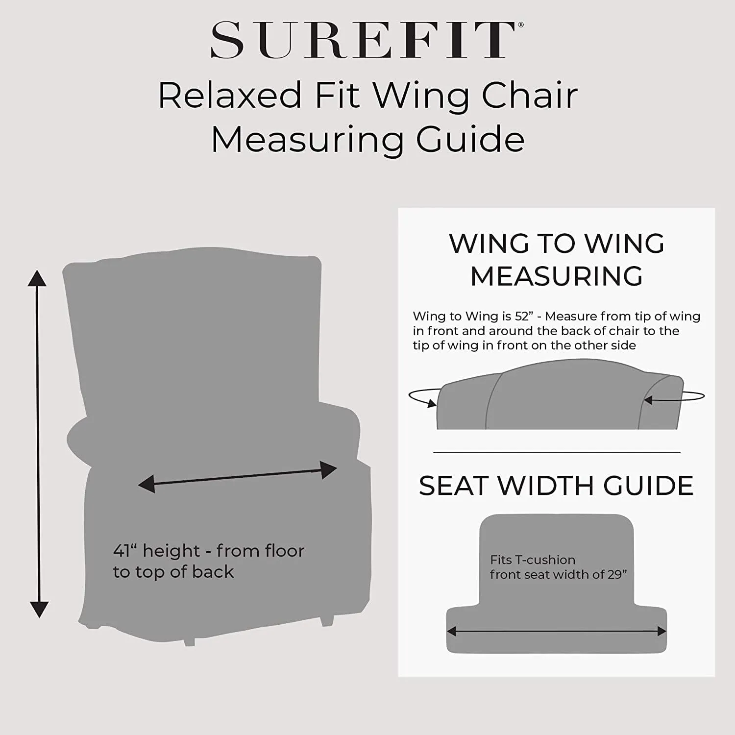 SureFit Essential Twill Parent Listing (Wing Chair, White)