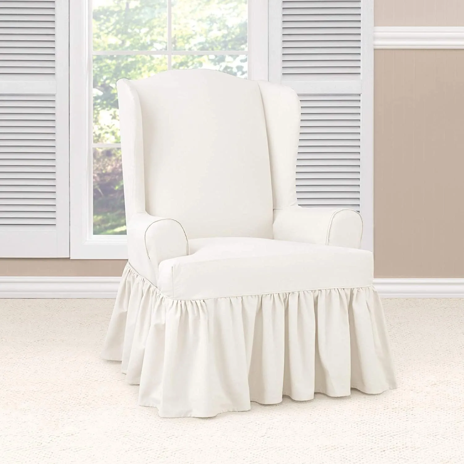 SureFit Essential Twill Parent Listing (Wing Chair, White)