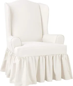 SureFit Essential Twill Parent Listing (Wing Chair, White)