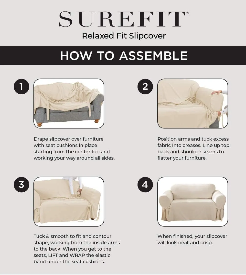 SureFit Essential Twill Parent Listing (Wing Chair, White)