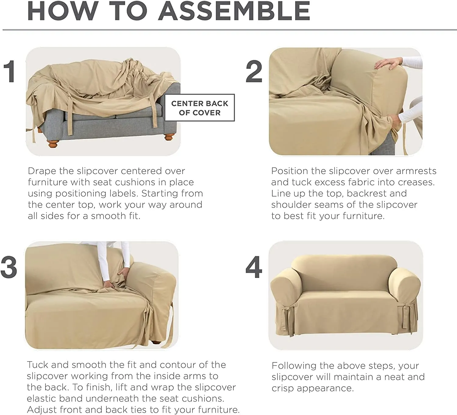 SureFit Essential Twill Parent Listing (Wing Chair, White)