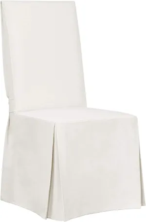 SureFit Home Decor Essential Twill Full Length Dining Room Chair One Piece Slipcover, Relaxed Fit, 100% Cotton, Machine Washable, White Color
