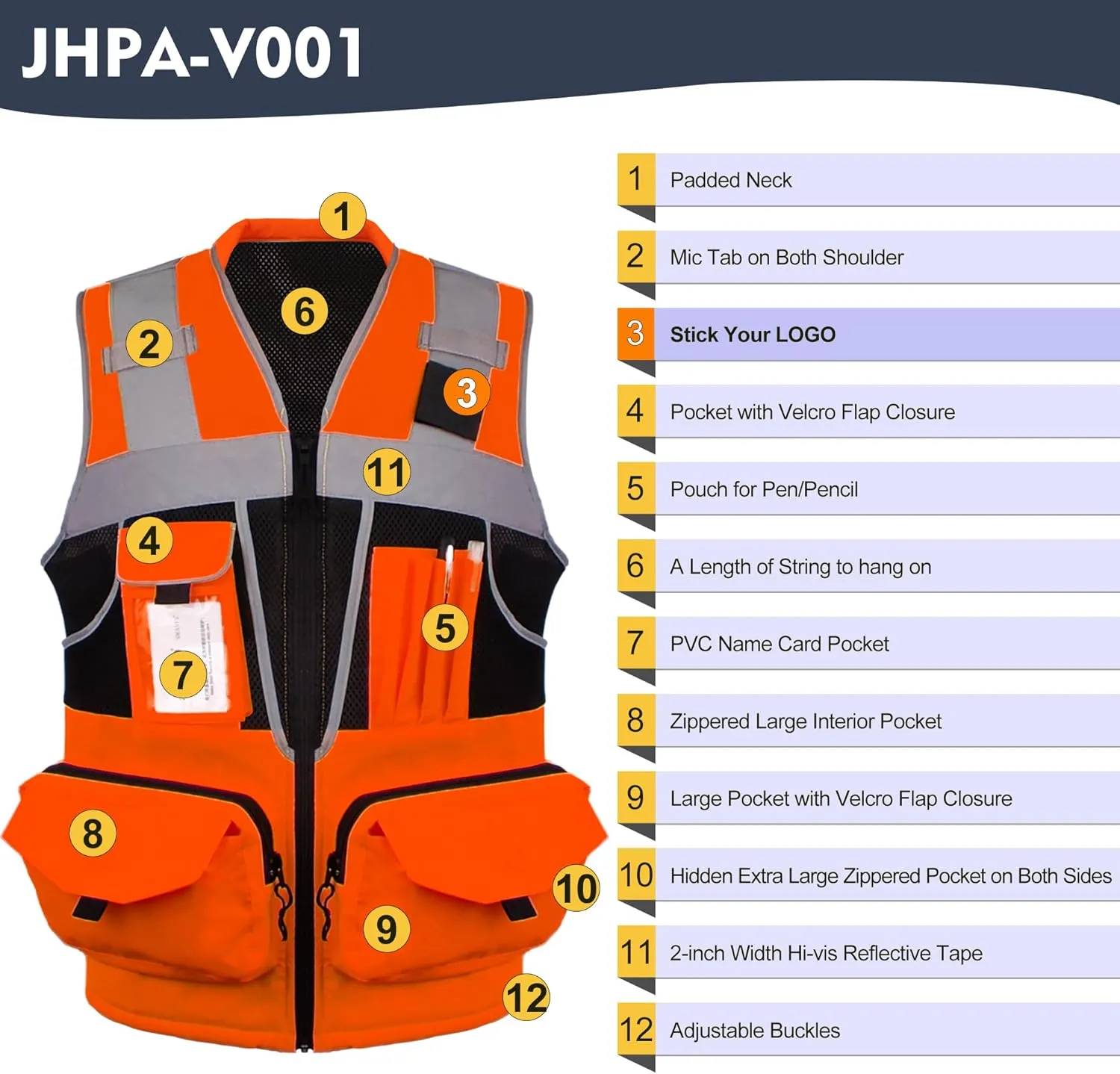 Surveyor Safety Vest for Men with 16 Pockets-Hi Vis Reflective Vest with Padded Neck Fishing Tactical Vest