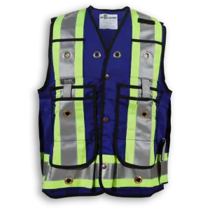 Surveyor Vest Hi-Vis 600 Denier Poly Black BK305 Royal Blue