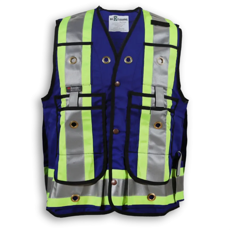 Surveyor Vest Hi-Vis 600 Denier Poly Black BK305 Royal Blue