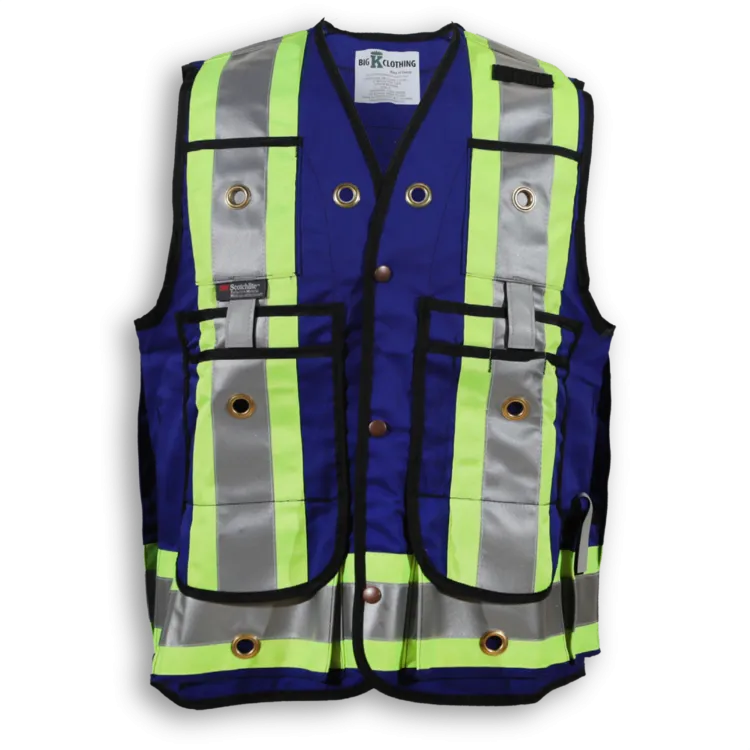 Surveyor Vest Hi-Vis 600 Denier Poly Black BK305 Royal Blue