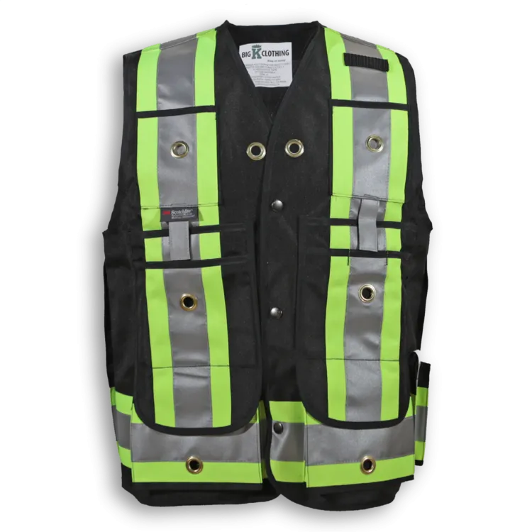 Surveyor Vest Hi-Vis 600 Denier Poly Black BK305BLK