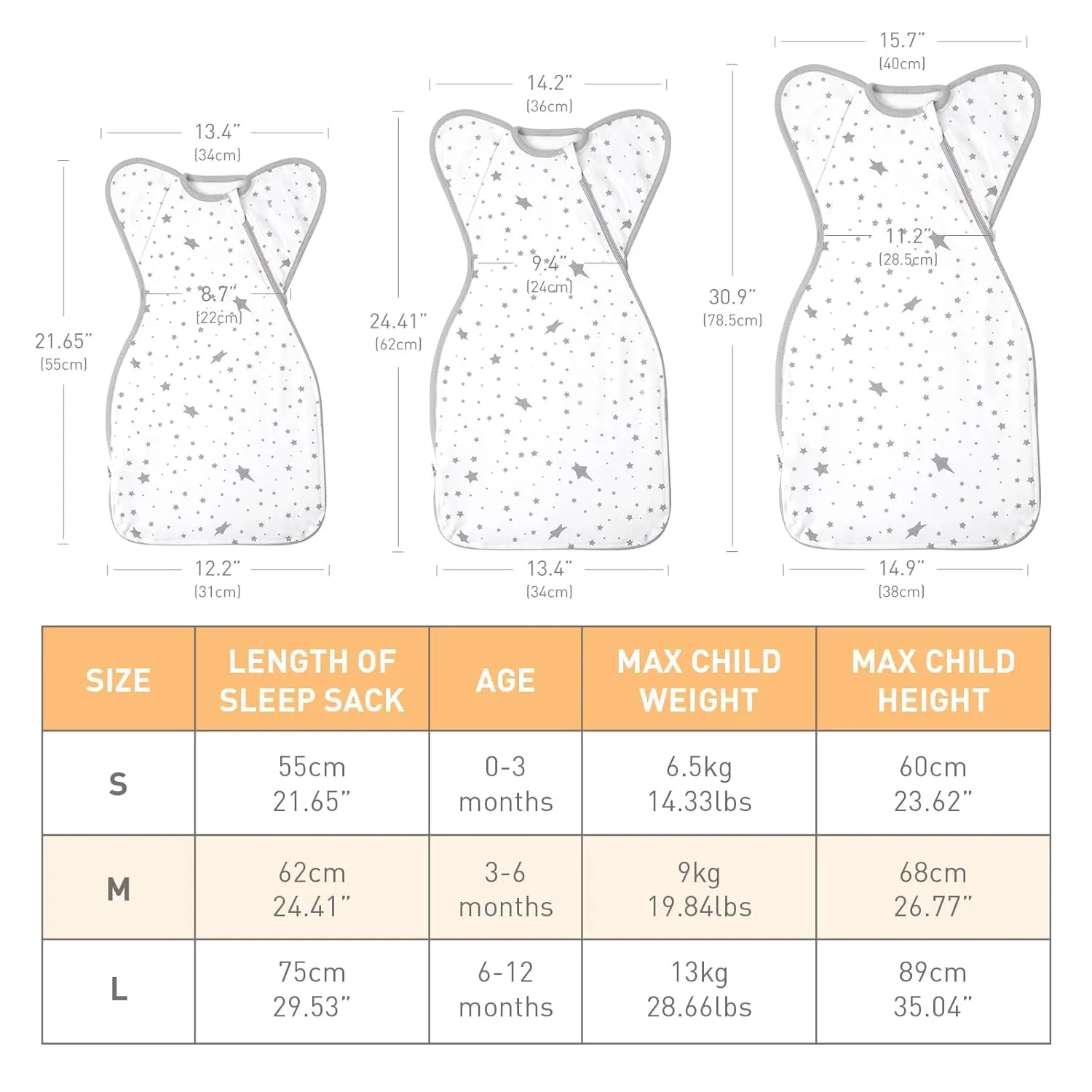 Swaddle Blanket Sleep Sack with Arms Up Design 2 Packs, Hands Up Sleeping Sack 3-Way Transitions to Arms-Free Wearable Sleeping Bag for Newborn Baby Boys Girls Snug Fit Calms Startle Reflex