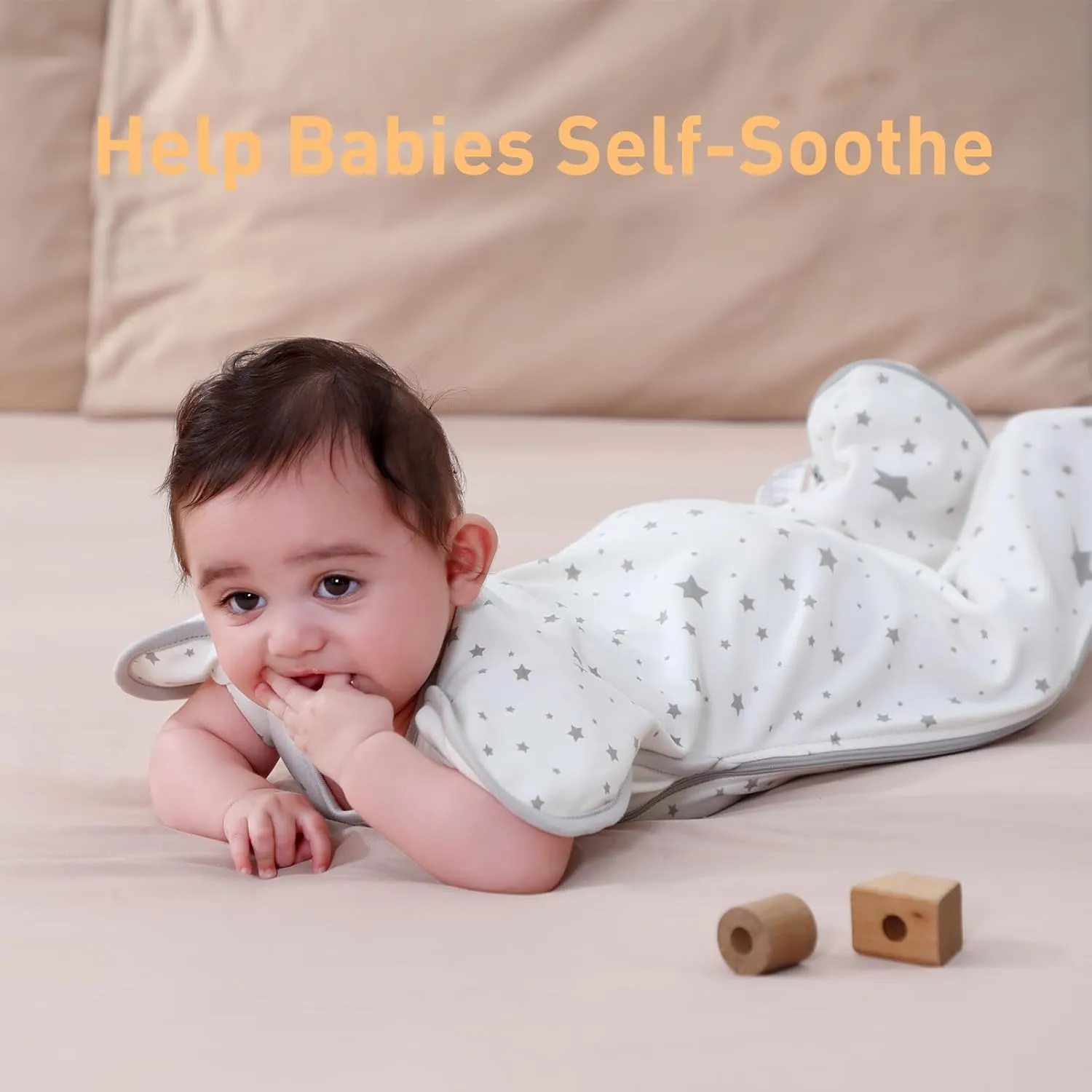 Swaddle Blanket Sleep Sack with Arms Up Design 2 Packs, Hands Up Sleeping Sack 3-Way Transitions to Arms-Free Wearable Sleeping Bag for Newborn Baby Boys Girls Snug Fit Calms Startle Reflex