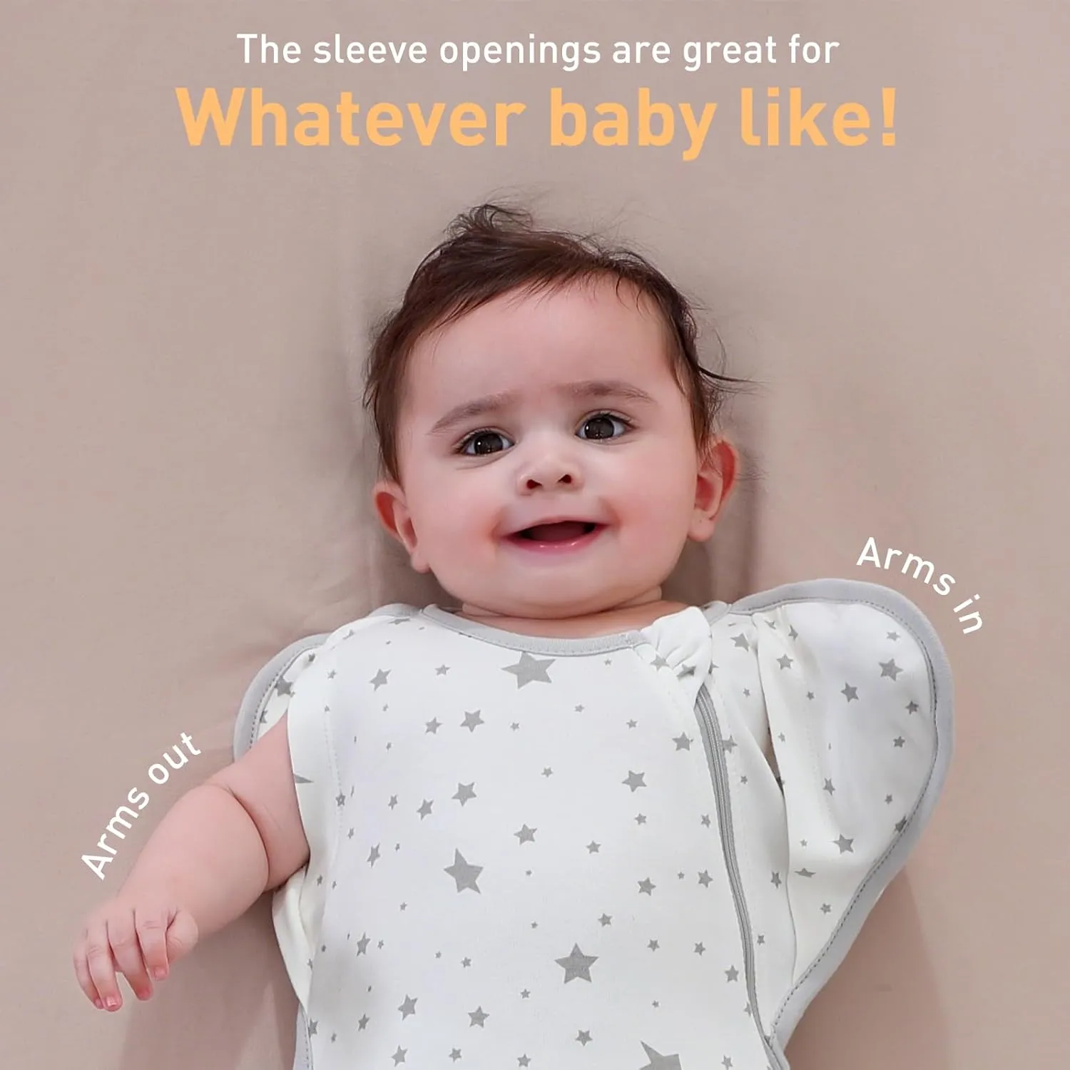 Swaddle Blanket Sleep Sack with Arms Up Design 2 Packs, Hands Up Sleeping Sack 3-Way Transitions to Arms-Free Wearable Sleeping Bag for Newborn Baby Boys Girls Snug Fit Calms Startle Reflex