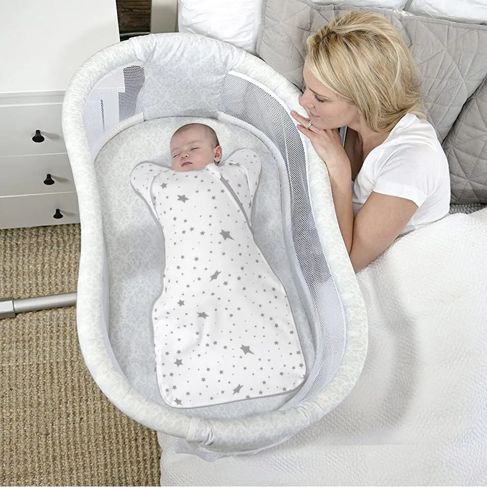 Swaddle Blanket Sleep Sack with Arms Up Design 2 Packs, Hands Up Sleeping Sack 3-Way Transitions to Arms-Free Wearable Sleeping Bag for Newborn Baby Boys Girls Snug Fit Calms Startle Reflex